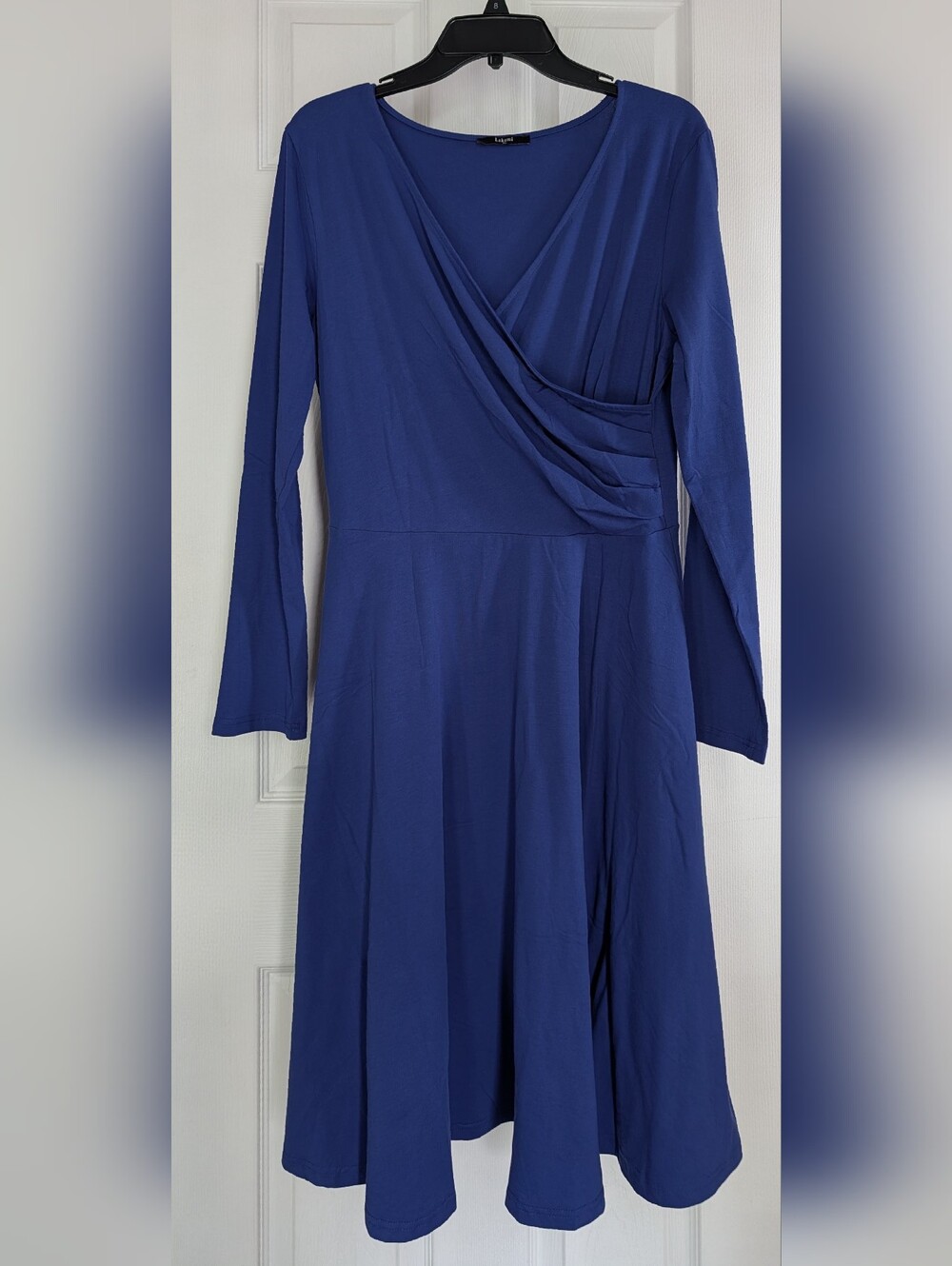 Laksmi A-Line Wrap-Style Long Sleeve Women’s Dress, Stretch Fabric, Size XL